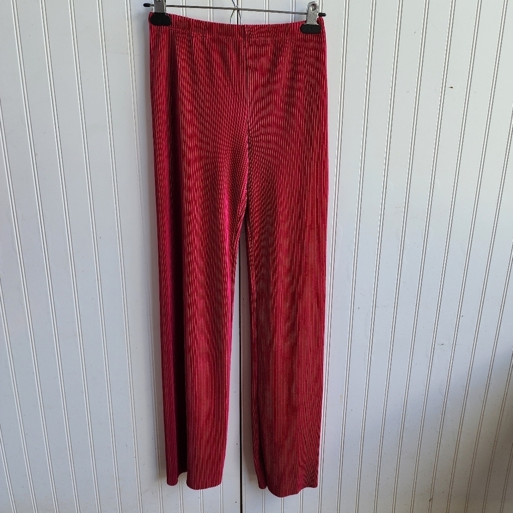 Nicole Miller Womens Ribbed Satin 2pc Set Pants Sleveless Top Hot Pink Sz XS - Picture 5 of 15